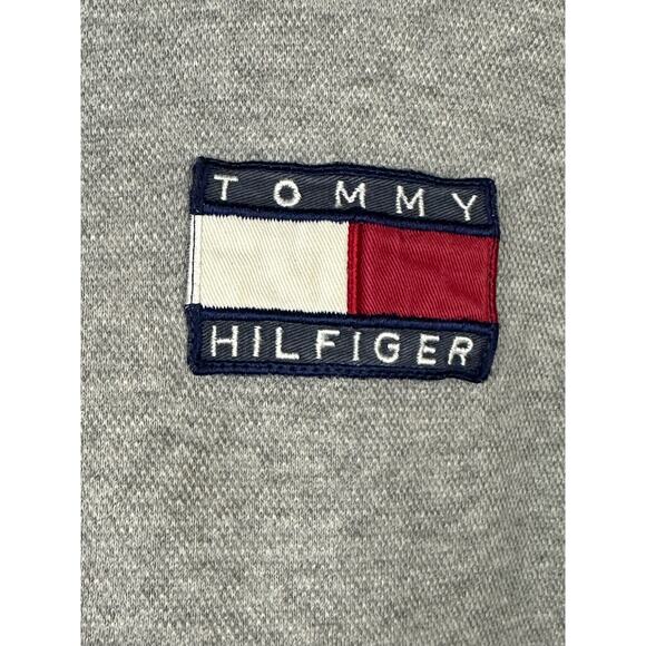 Tommy Hilfiger Unisex Grey Long Sleeve Quarter Zip Pullover Distressed Size XL - Picture 7 of 10